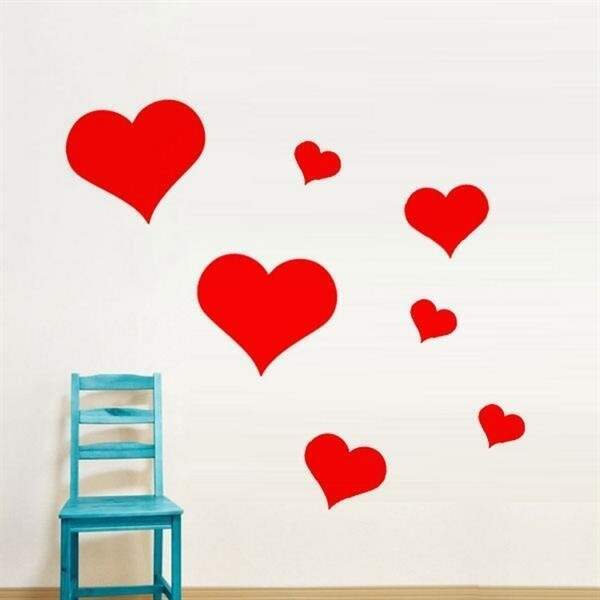 Adesivo De Parede Dia Dos Namorados Kit Corações-m 48x25cm