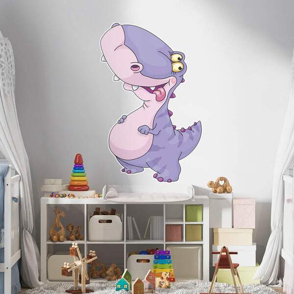 Adesivo De Parede Dinossauro Baby Roxo-m 65x43cm