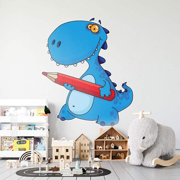 Adesivo De Parede Dinossauro Lapis De Cor-es 118x100cm