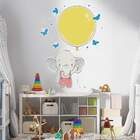 Adesivo De Parede Elefantinho Com Balão Amarelo-g 75x51cm