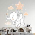 Adesivo De Parede Elefantinho Com Balão De Estrela-g 75x68cm