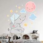 Adesivo De Parede Elefantinho De Pijama Com Balão -p 55x48cm