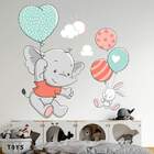Adesivo De Parede Elefantinho E Coelilho Com Balão-es 100x96
