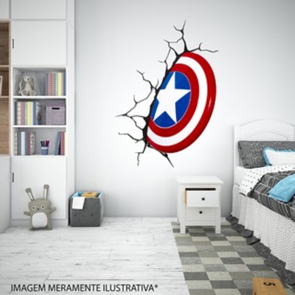 Adesivo De Parede Escudo Do Capitão América 3d Medida:42 X 60