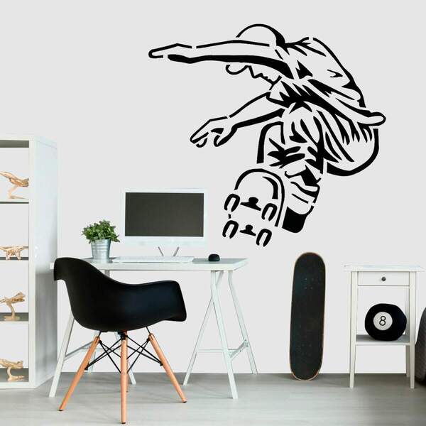 Adesivo De Parede Esportes Skatista Sk8-p 38x38cm