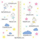 Adesivo de Parede Fadas e Estrelas Régua de Crescimento