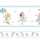 Adesivo De Parede Faixa Bailarinas Detalhes Azul