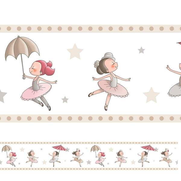 Adesivo De Parede Faixa Bailarinas Detalhes Bege