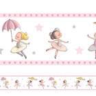 Adesivo De Parede Faixa Bailarinas Detalhes Rosa