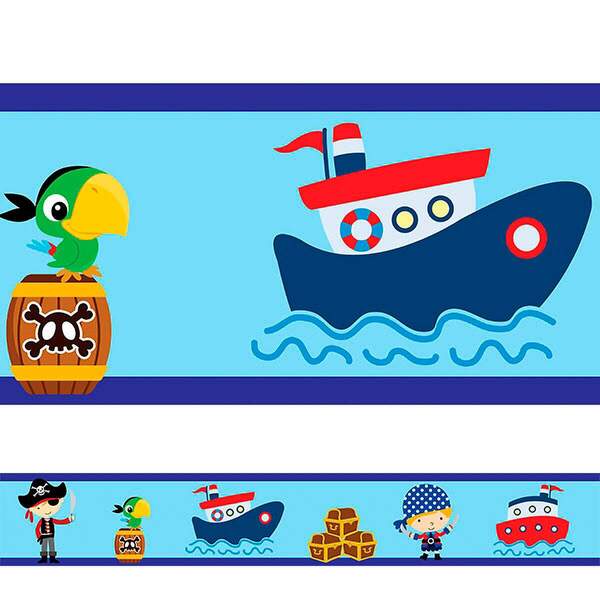 Adesivo De Parede Faixa Barquinhos E Piratas 2