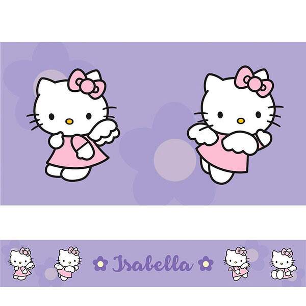 Adesivo De Parede Faixa Com Nome Hello Kitty 2 Lilás