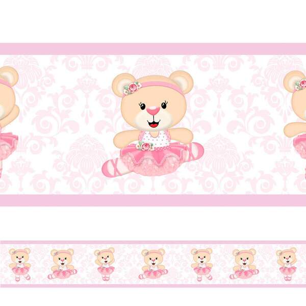 Adesivo De Parede Faixa Ursa Bailarina Lilás