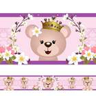 Adesivo De Parede Faixa Ursinha Princesa Floral Roxo