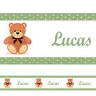 Adesivo De Parede Faixa Urso Com Laço Verde Malva