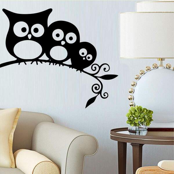 Adesivo De Parede Família Coruja-p 50x40cm