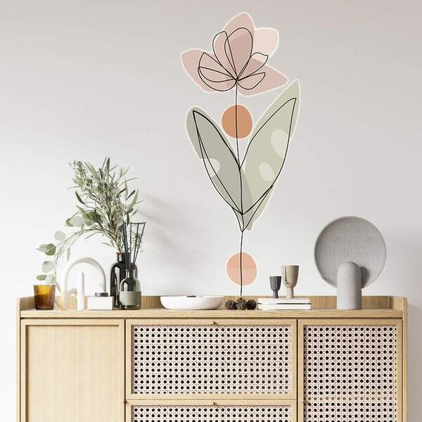 Adesivo De Parede Flor Contemporâneo 04-es 150x65cm