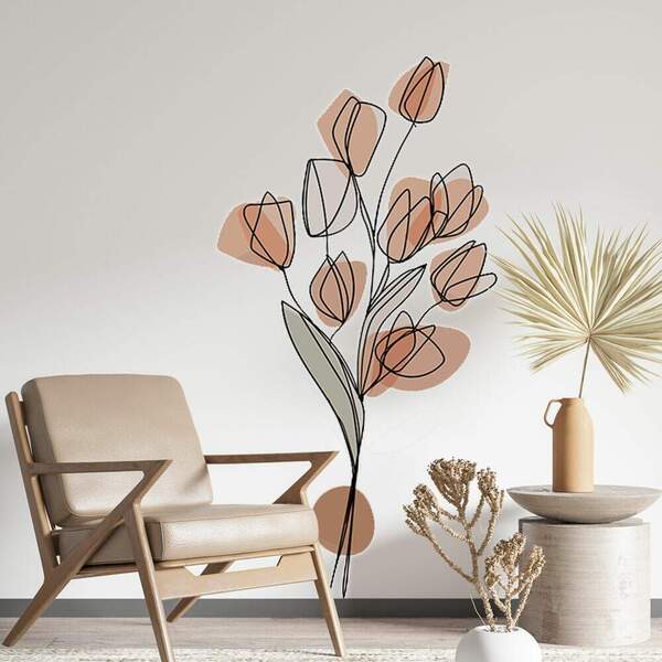 Adesivo De Parede Flor Contemporâneo 05-es 125x65cm