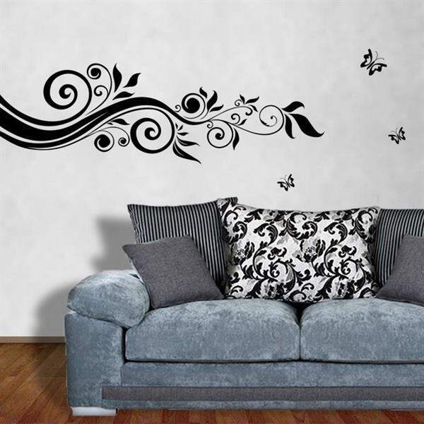 Adesivo De Parede Floral 29 (galhos E Borboletas)-g 152x50cm