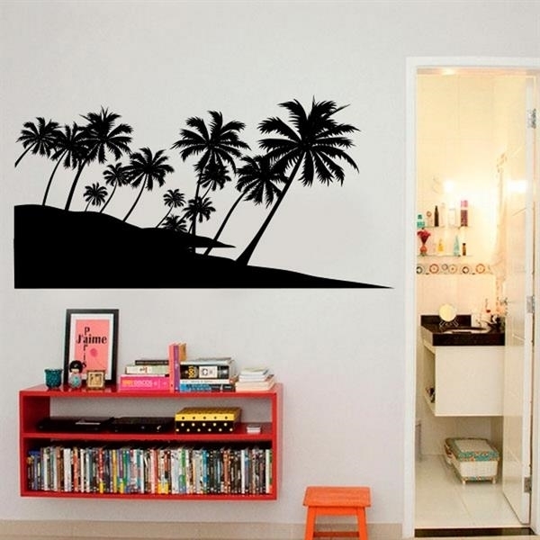 Adesivo De Parede Floral 31 (ilha De Coqueiros)-m 100x50cm
