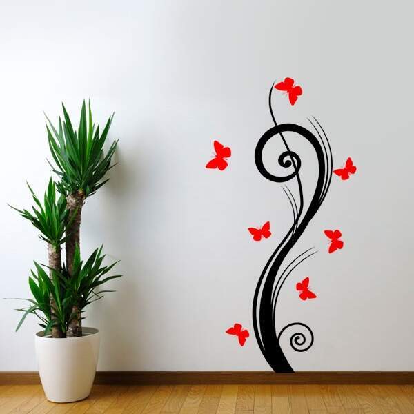 Adesivo De Parede Floral 32 (floralborboletas)-g 60x120cm