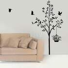 Adesivo De Parede Floral Árvore E Pássaros-eg 80x135cm