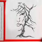 Adesivo De Parede Floral Mulher E Galhos-g 98x132cm