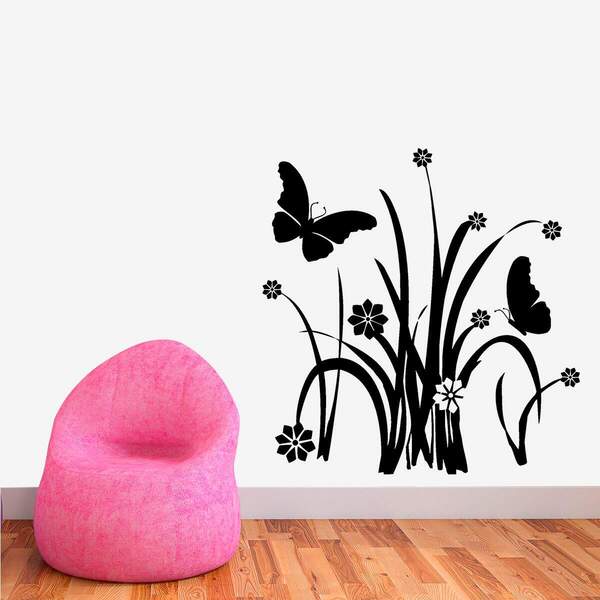 Adesivo De Parede Flores Borboletas-es 98x101cm