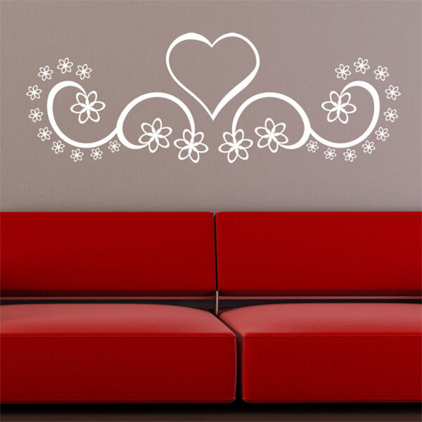 Adesivo De Parede - Flores E Coração - 009rmm