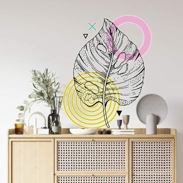 Adesivo De Parede Folha Abstrata-es 100x78cm