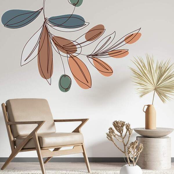 Adesivo De Parede Folhas Coloridas-eg 75x116cm