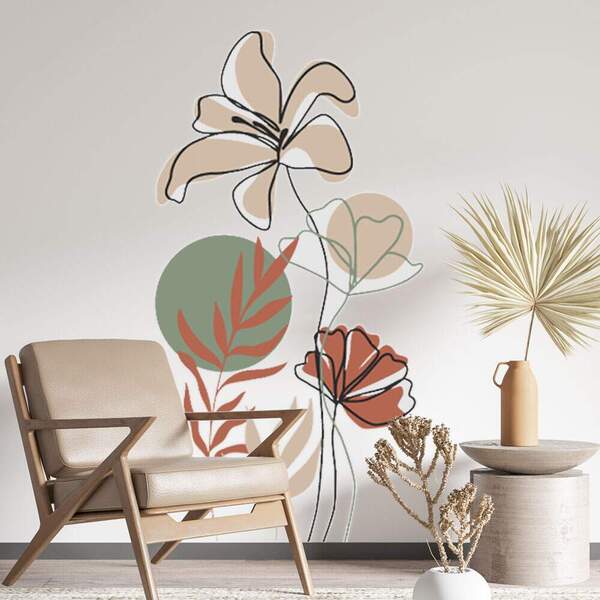 Adesivo De Parede Folhas Contemporâneo 05-g 85x46cm