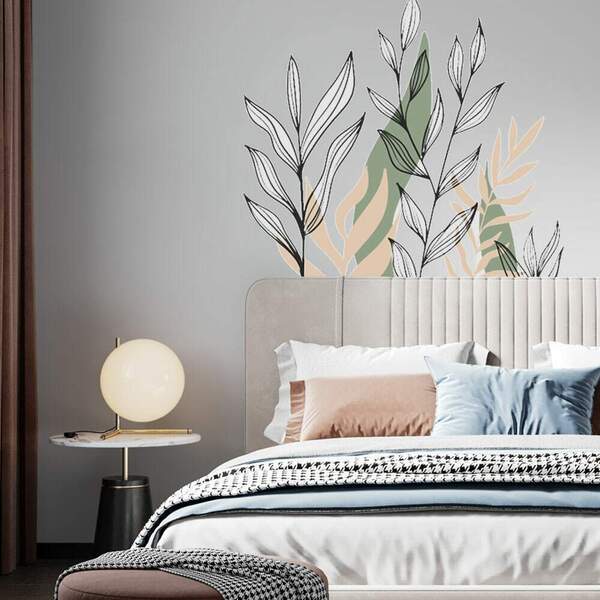 Adesivo De Parede Folhas Contemporâneo -eg 85x80cm