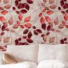 Adesivo De Parede Folhas Seca Natureza Vermelha Viníl 3m