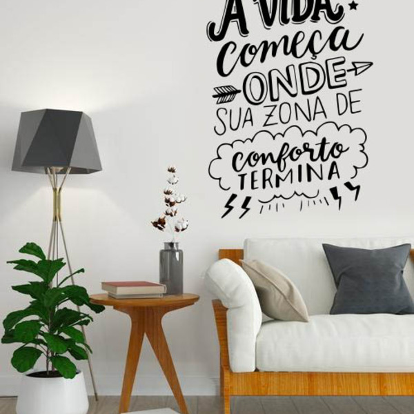 Adesivo De Parede Frase A Vida Começa - Atenção As Medidas