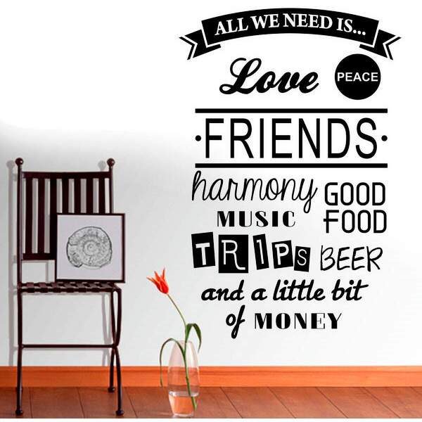 Adesivo De Parede Frase All We Need Is-es 100x150cm