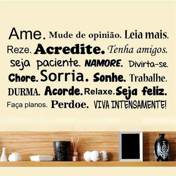 Adesivo De Parede Frase Ame E Viva Intensamente-p 78x40cm