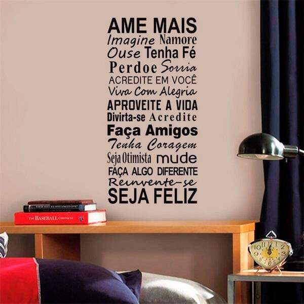 Adesivo De Parede Frase Ame Mais 2-p 25x50cm
