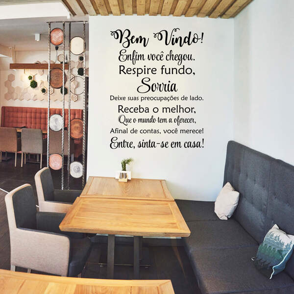 Adesivo De Parede Frase Bem Vindo Sorria Sinta-se Em Casa Vit