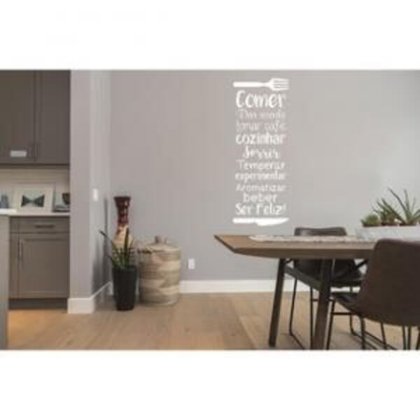 Adesivo De Parede Frase Comer Amar Mod02 Medidas:25 X 70 Cm