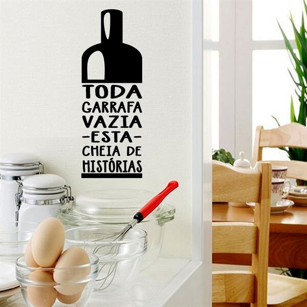 Adesivo De Parede Frase Garrafa Vazia-p 18x50cm