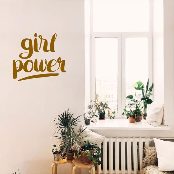 Adesivo De Parede Frase Girl Power - Dourado