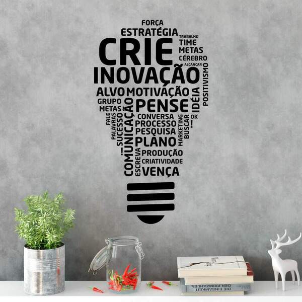 Adesivo De Parede Frase Lampada De Palavras-m 48x85cm