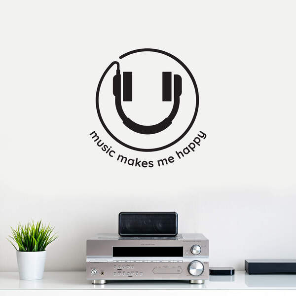 Adesivo De Parede Frase Music Makes Me Happy