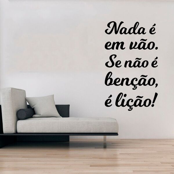 Adesivo De Parede Frase Nada É Em Vão - Preto