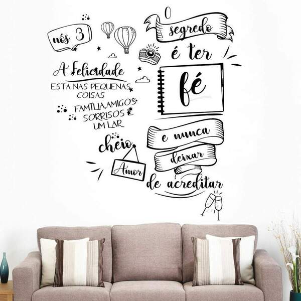 Adesivo De Parede Frase O Segredo É Ter Fé-p 58x53cm
