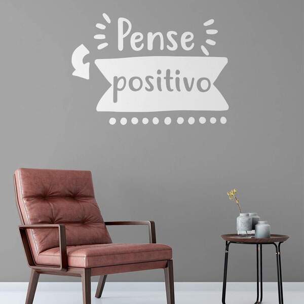 Adesivo De Parede Frase Pense Positivo-g 69x48cm