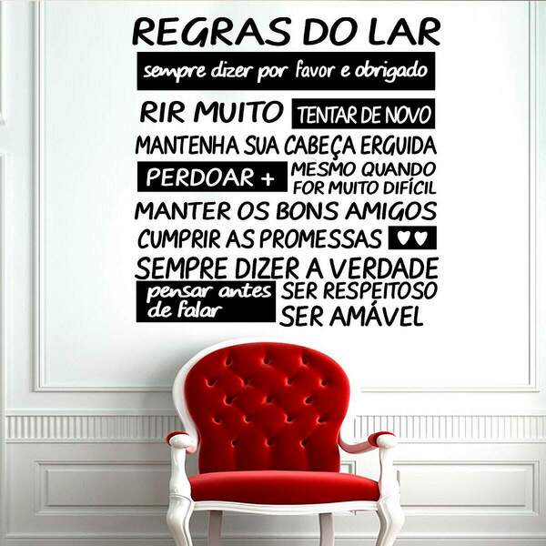 Adesivo De Parede Frase Regras Do Lar-m 70x70cm