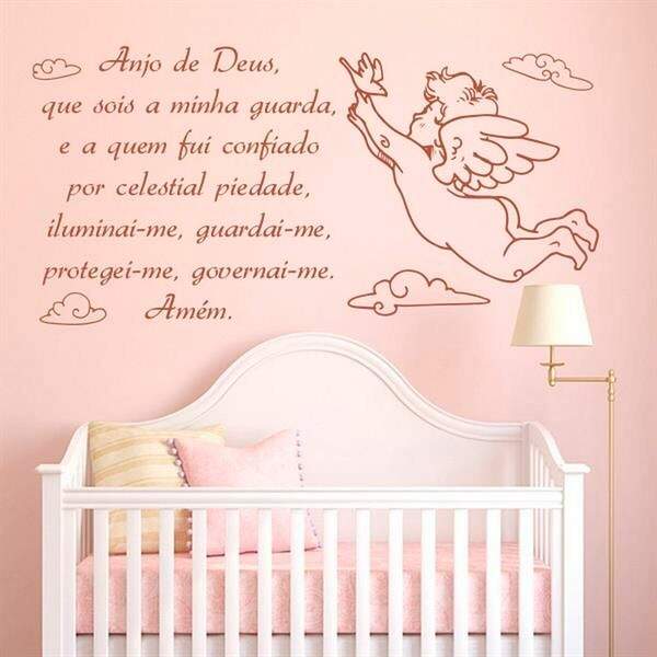 Adesivo De Parede Frase Santo Anjo 3-p 80x40cm