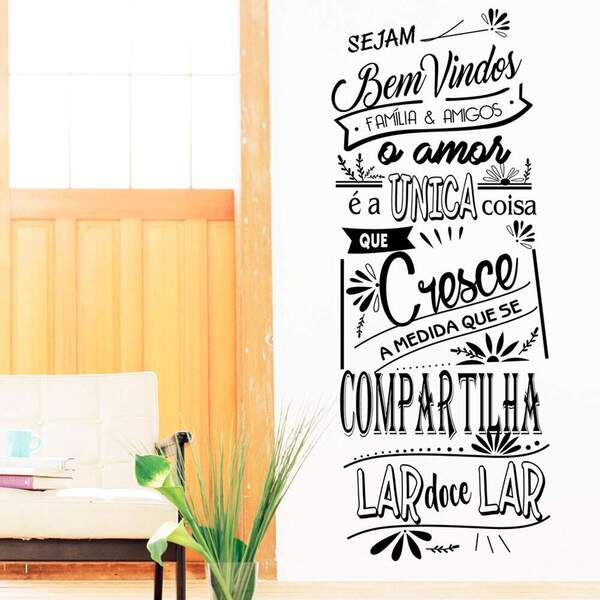 Adesivo De Parede Frase Seja Bem Vindo Familia-g 192x75cm