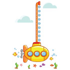 Adesivo De Parede Fundo Do Mar Régua Submarino 165cm